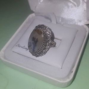 Large stone silver ring